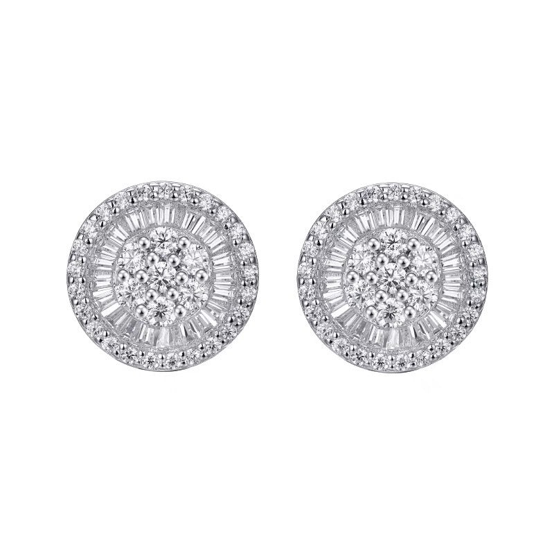 Big Round Zircon-encrusted Stud Earrings