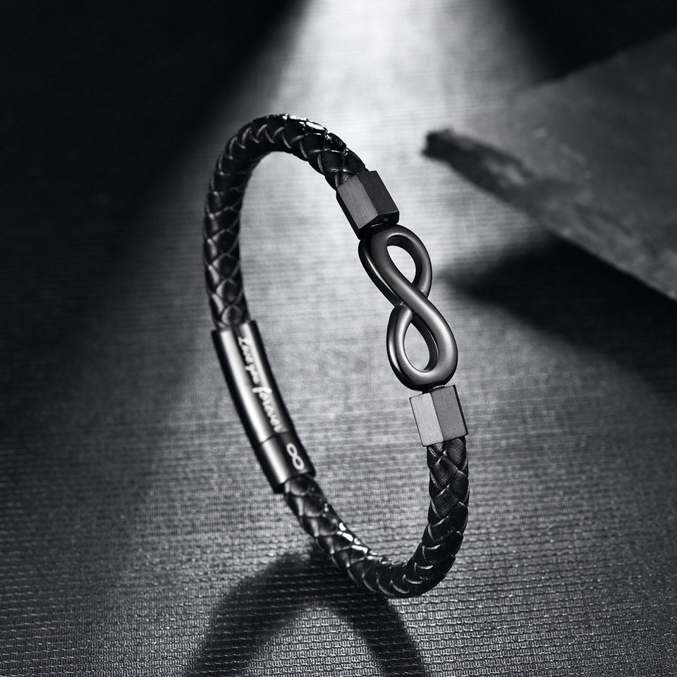 Leather Bracelet Vintage Leather European And American Stainless Steel
