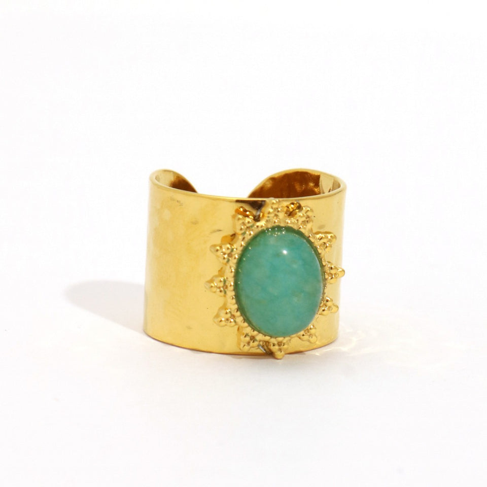 Retro Stainless Steel Gemstone Ring