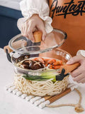 High Borosilicate Transparent Pot Double Ear Glass Pot