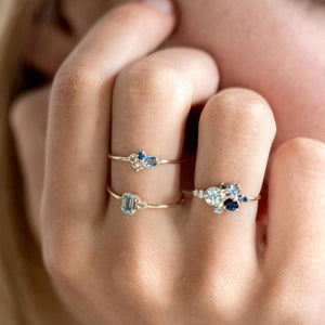 Three-piece Ring Set Topaz Couple Rings