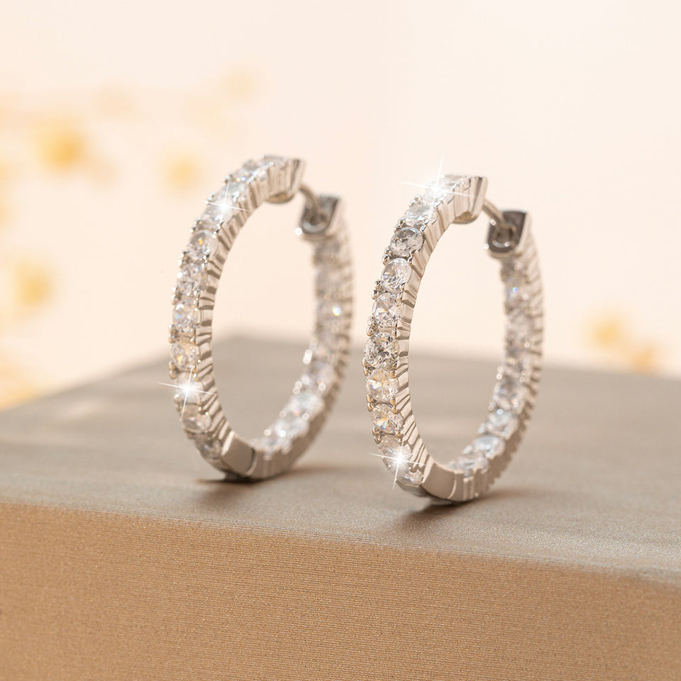 Copper Inlaid Zirconium Fashionable All-match Personalized Circle Earrings