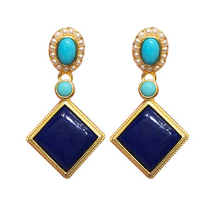 Inlaid Natural Hetian White Jade Stud Earrings Female Court