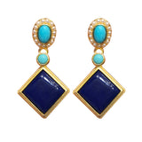 Inlaid Natural Hetian White Jade Stud Earrings Female Court