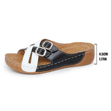 Fish Mouth One-word Belt Buckle Women's Fashion Platform Wedge Slippers