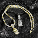 Hip Hop Pendant Necklace With 4mm Tennis Chain