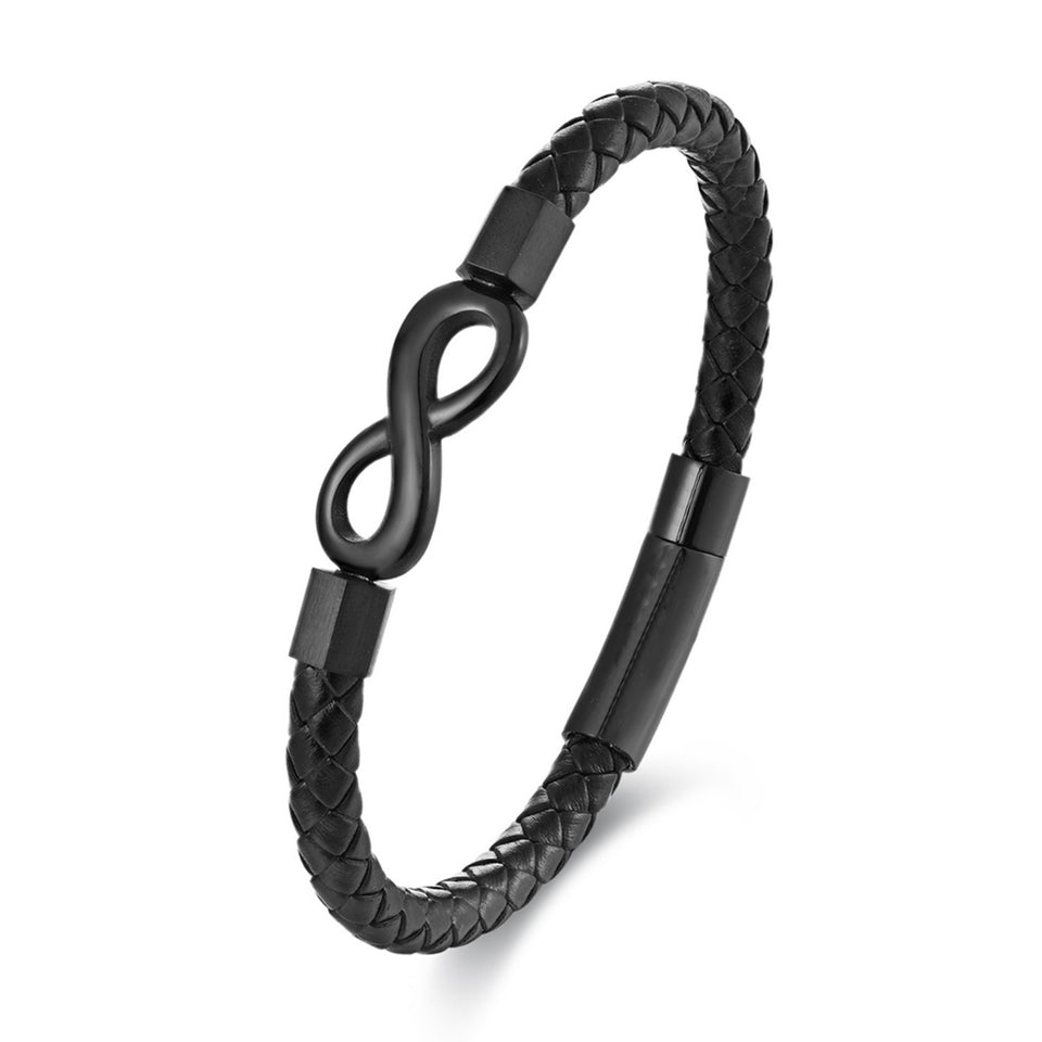 Leather Bracelet Vintage Leather European And American Stainless Steel