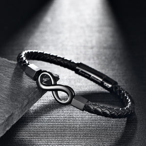 Leather Bracelet Vintage Leather European And American Stainless Steel