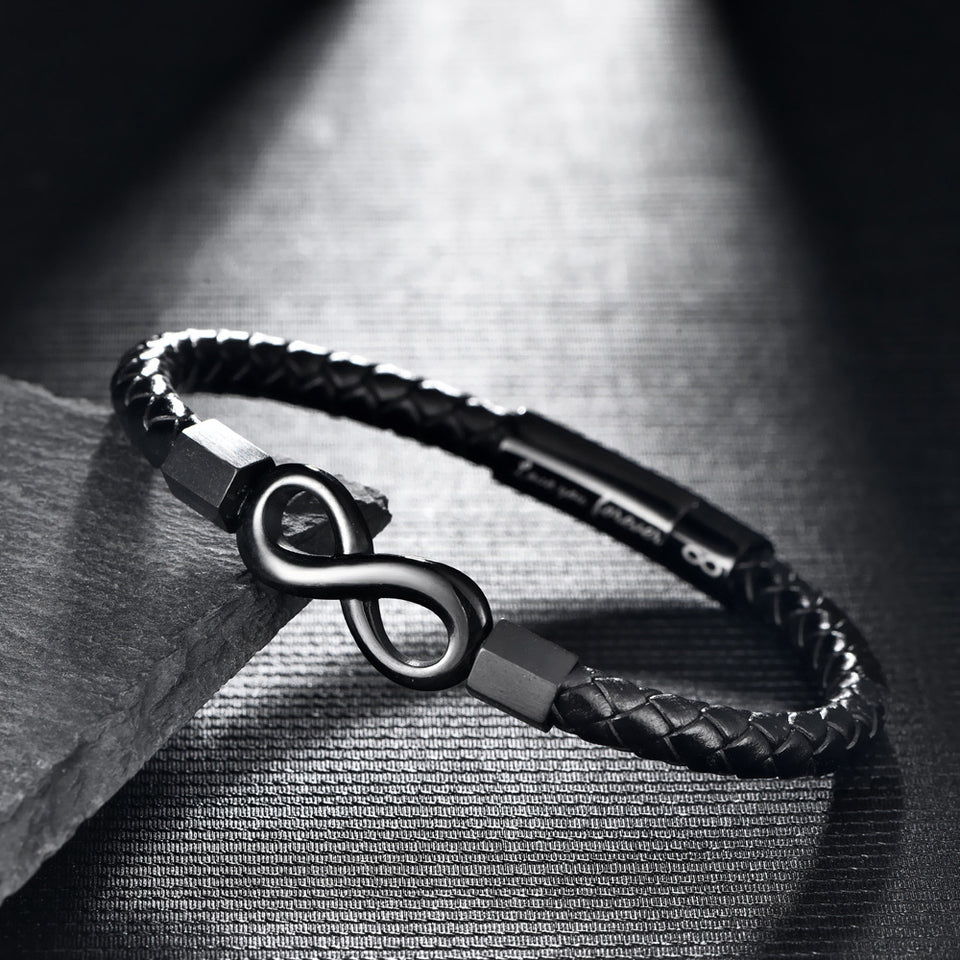Leather Bracelet Vintage Leather European And American Stainless Steel