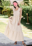 Summer Plaid Print Pleated Ruffle Dress INS Fashion Sleeveless A-line Swing Beach Dress Women's Clothing
