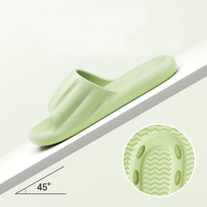 Fashion Solid Color Striped Home Slippers Summer Thick Bottom Non-slip Bathroom Slipper Women Men Couples Shoes