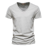 Men'S New Solid Color Slubby Cotton Short Sleeve T-Shirt