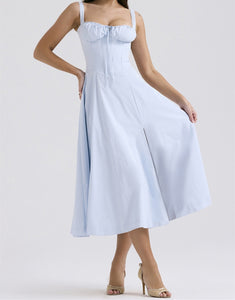 Mid-length Corset Elegant Slit Lace-up Women's Outing Leisure Dress
