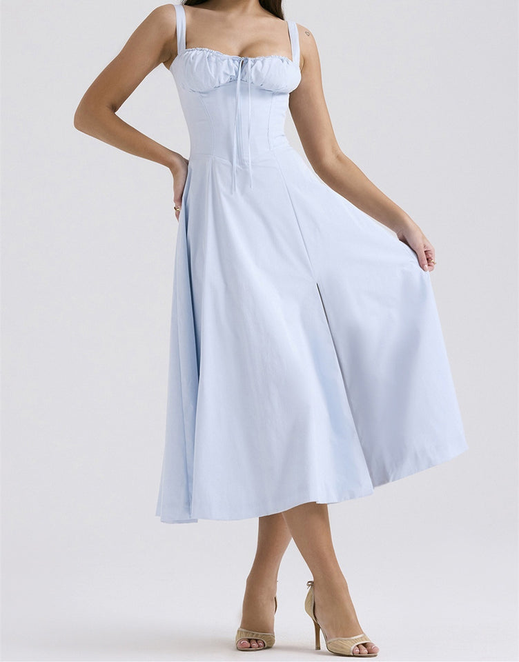Mid-length Corset Elegant Slit Lace-up Women's Outing Leisure Dress
