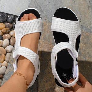 Plus Size Platform Peep Toe Velcro Beach Sandals