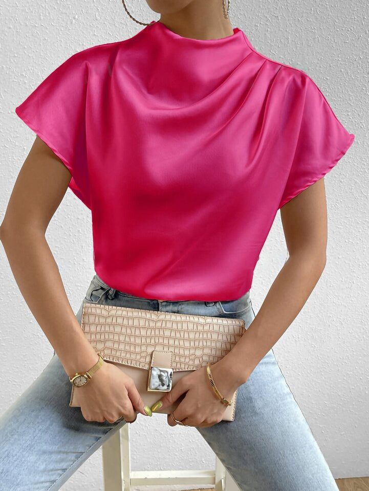 Artificial Silk Summer Round Neck Outerwear Top