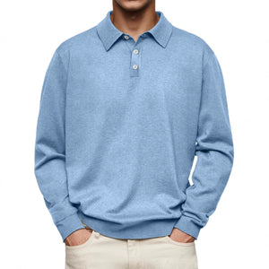 Long Sleeve V-neck Buttons Men's Casual Jacket Polo Shirt