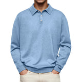 Long Sleeve V-neck Buttons Men's Casual Jacket Polo Shirt