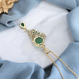 Copper Plating 18K Gold Inlaid Green Chalcedony Red Agate Necklace