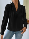 Long Sleeve Design Sense V-neck Loose Top