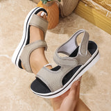 Plus Size Platform Peep Toe Velcro Beach Sandals
