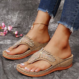 Plus Size Women's Shoes Rhinestone Wedge Slippers