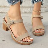 Open Toe With Buckle Chunky Heel High Heel Sandals