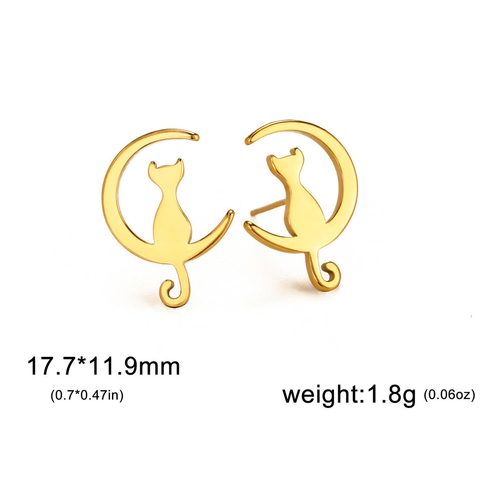 Fairy Tale Style Cute Sweet Moon Cat Ear Studs