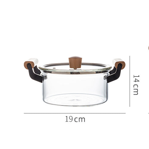 High Borosilicate Transparent Pot Double Ear Glass Pot