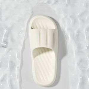 Fashion Solid Color Striped Home Slippers Summer Thick Bottom Non-slip Bathroom Slipper Women Men Couples Shoes