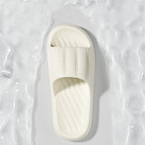 Fashion Solid Color Striped Home Slippers Summer Thick Bottom Non-slip Bathroom Slipper Women Men Couples Shoes