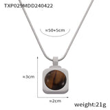Personality Affordable Luxury Ornament Inlaid Tigereye Design Titanium Steel Necklace
