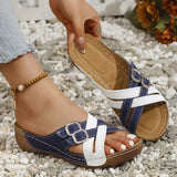 Fish Mouth One-word Belt Buckle Women's Fashion Platform Wedge Slippers