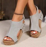 Women's Wedge Peep Toe Platform Rivet Sandals