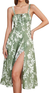 Mid-length Corset Elegant Slit Lace-up Women's Outing Leisure Dress