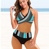 European And American Ladies Split Bikini Striped Tie-dye Hollow Bikini Swimsuit