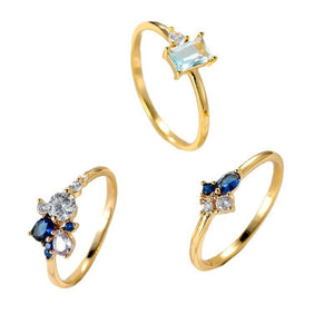 Three-piece Ring Set Topaz Couple Rings
