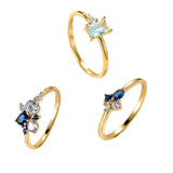 Three-piece Ring Set Topaz Couple Rings