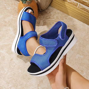 Plus Size Platform Peep Toe Velcro Beach Sandals