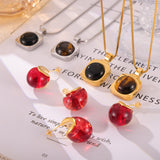Personality Affordable Luxury Ornament Inlaid Tigereye Design Titanium Steel Necklace