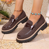 Plus Size Casual Matte Chunky Heel Platform Loafers