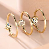 Three-piece Ring Set Topaz Couple Rings