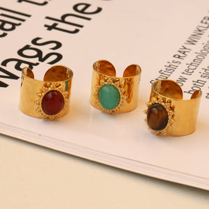 Retro Stainless Steel Gemstone Ring