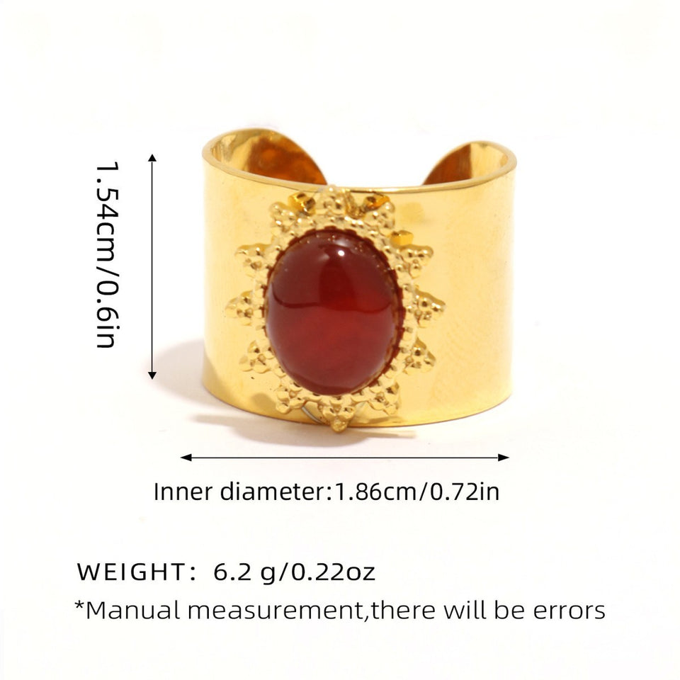 Retro Stainless Steel Gemstone Ring