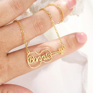 Stainless Steel Guitar Hollow Name Necklace