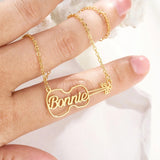 Stainless Steel Guitar Hollow Name Necklace