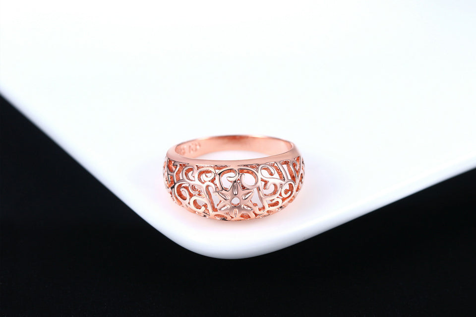 Flower Cutout Craft Rose Gold Fashion Ring