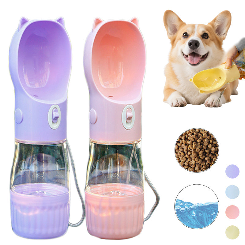 2-in-1 Portable Dog Water Bottle with Food Container