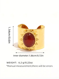 Retro Stainless Steel Gemstone Ring
