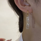 Female Geometry Rectangle Full Diamond Earrings